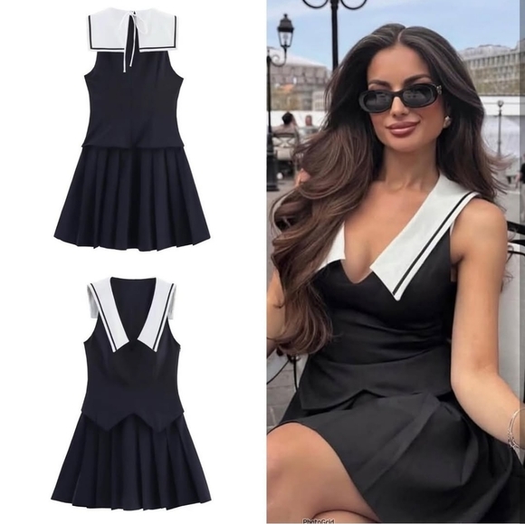 ZARA SHORT PLEATED DRESS SIZE L - Picture 4 of 12